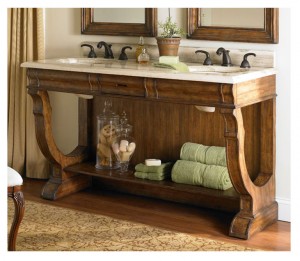 An elegant and fairly traditional double vanity