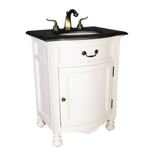 An elegant white single bath vanity