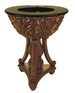 an ornate floral pedestal vanity