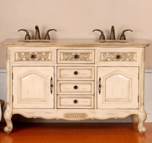 an exquisite dijon-colored double sink vanity