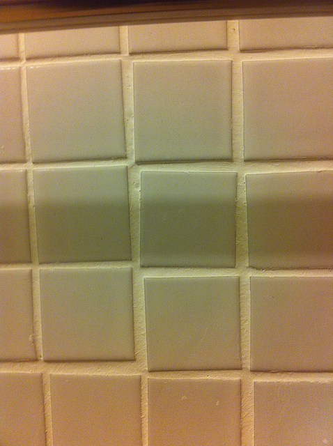 bad bathroom tile job