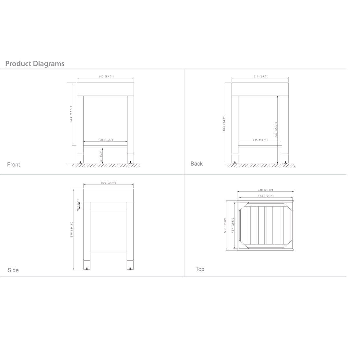 24" Savona Small Vanity - Dimensions 24" Savona Small Vanity - Dimensions