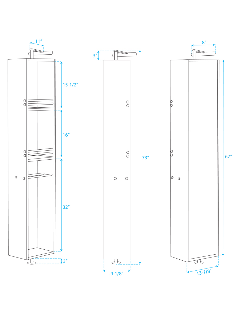 Optional Rotating Floor Cabinet - DImensions
