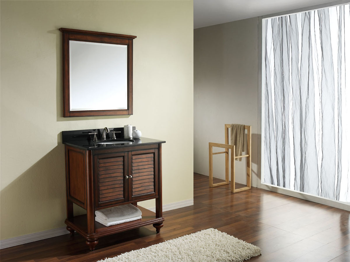 30" Treviso Vanity in Antique Brown - Shown with optional mirror