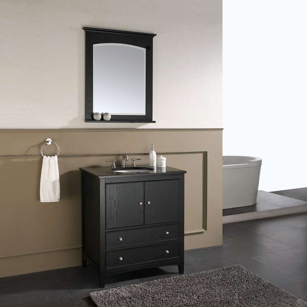 31" Lorenzo Single Vanity in Ebony with optional mirror 31" Lorenzo Single Vanity in Ebony with optional mirror