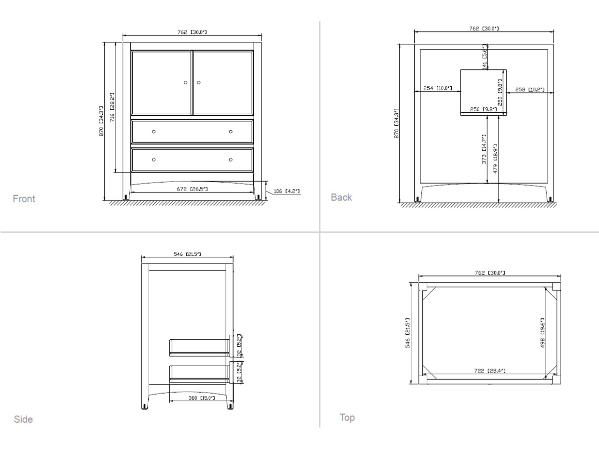 31" Lorenzo Single Vanity in Ebony - Dimensions 31" Lorenzo Single Vanity in Ebony - Dimensions