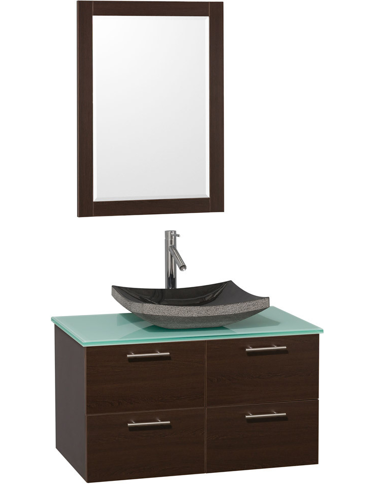 Green Glass Top - Shown with Black Granite Sink