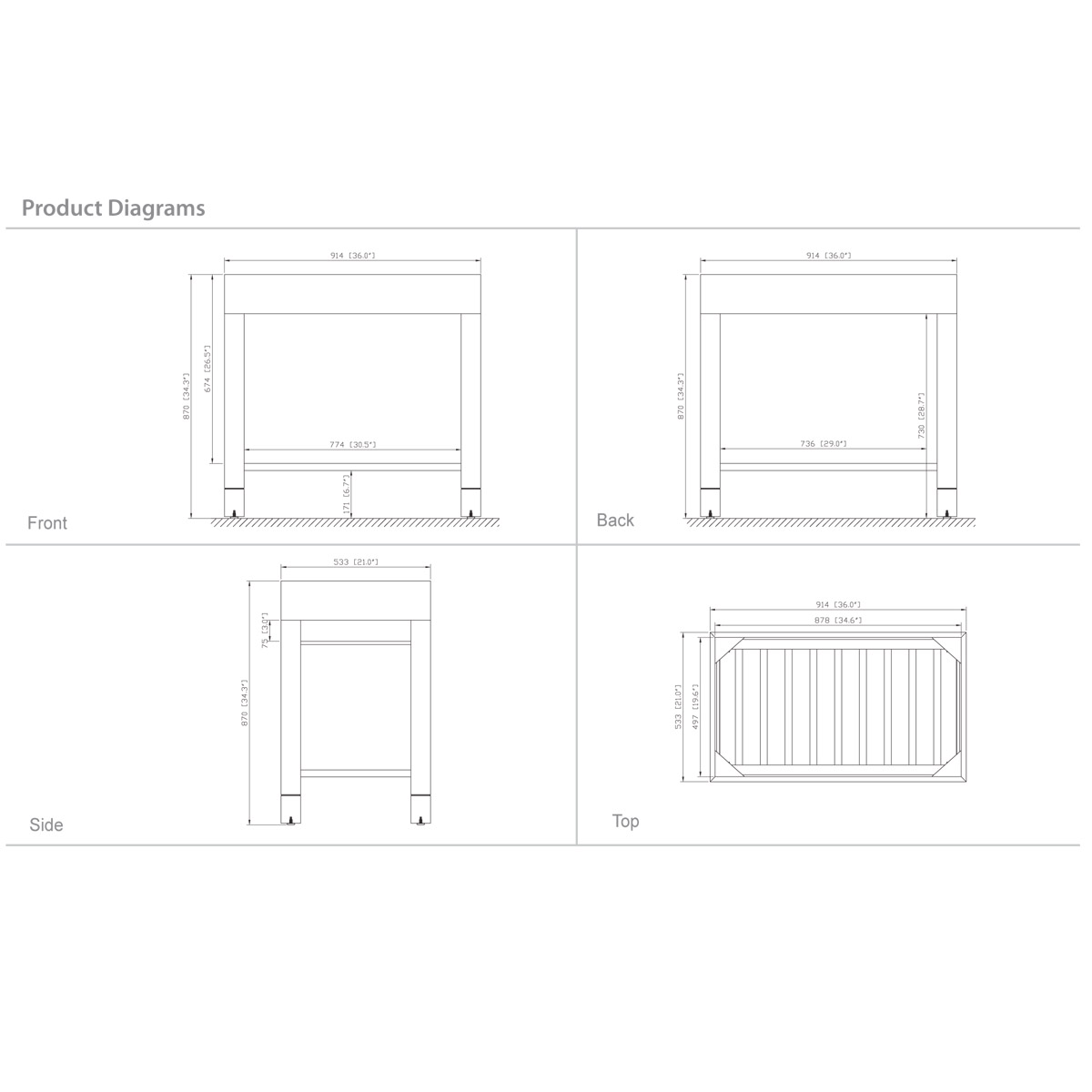 36" Savona Single Vanity - Dimensions 36" Savona Single Vanity - Dimensions