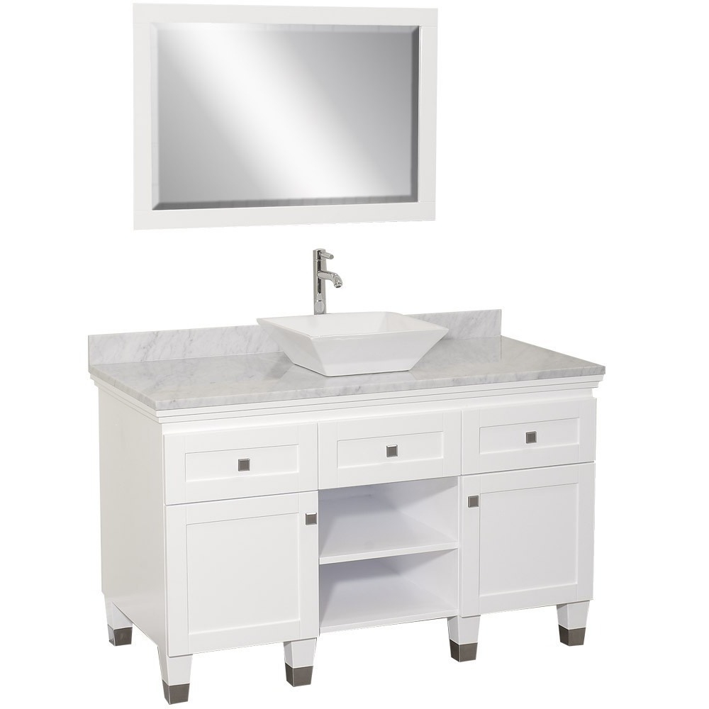48" Premiere Single Vessel Sink Vanity - White - Bathgems.com