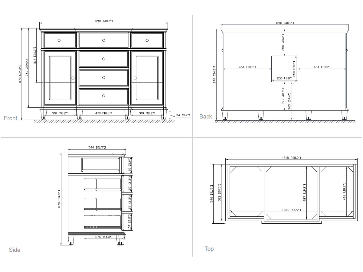 49" Cesarina Single Vanity in Walnut - Dimensions 49" Cesarina Single Vanity in Walnut - Dimensions
