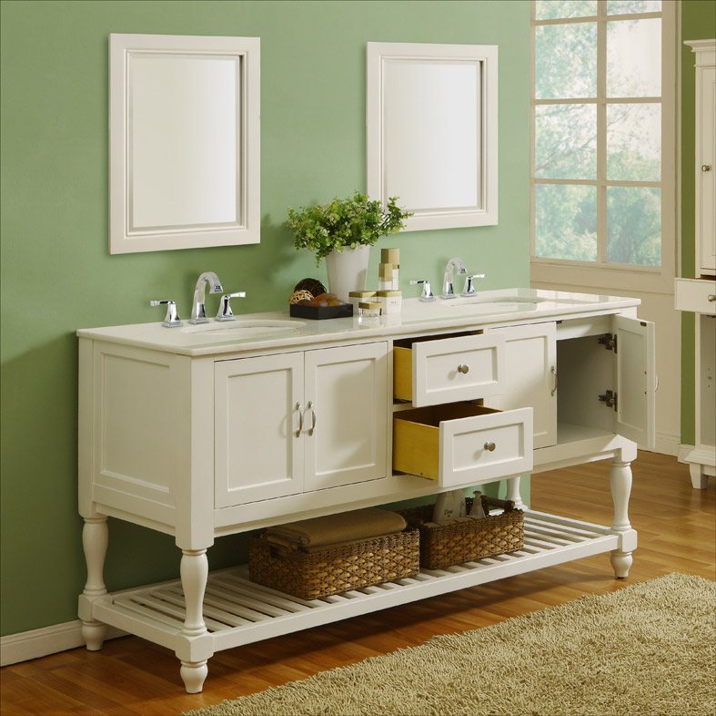 White Marble Countertop with Optional Mirrors White Marble Countertop with Optional Mirrors