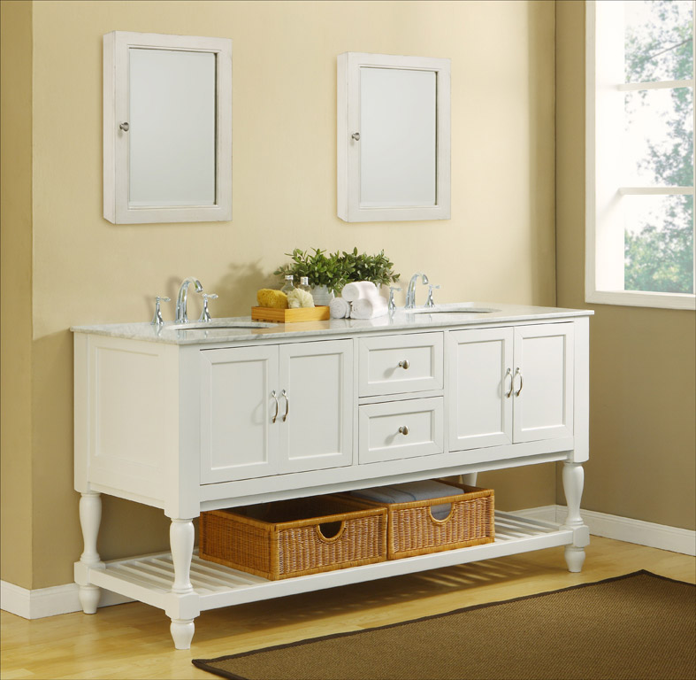 White Carrera Marble Top with Optional Medicine Cabinet White Carrera Marble Top with Optional Medicine Cabinet
