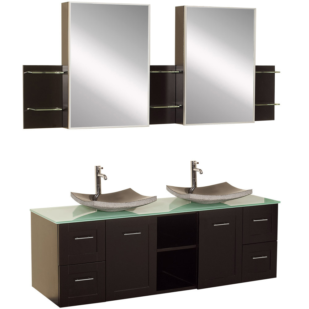 Green Glass Top - Shown with Black Granite Sinks