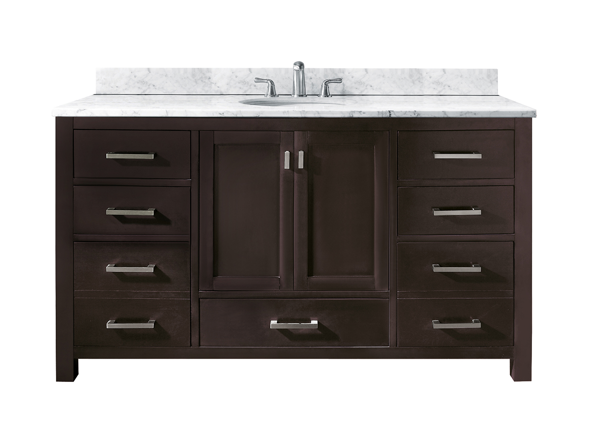 60" Toscana Double Vanity - with Carrera White Marble top