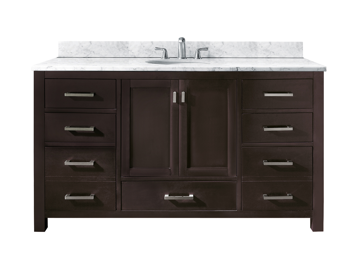 60" Toscana Double Vanity - with Carrera White Marble top 60" Toscana Double Vanity - with Carrera White Marble top