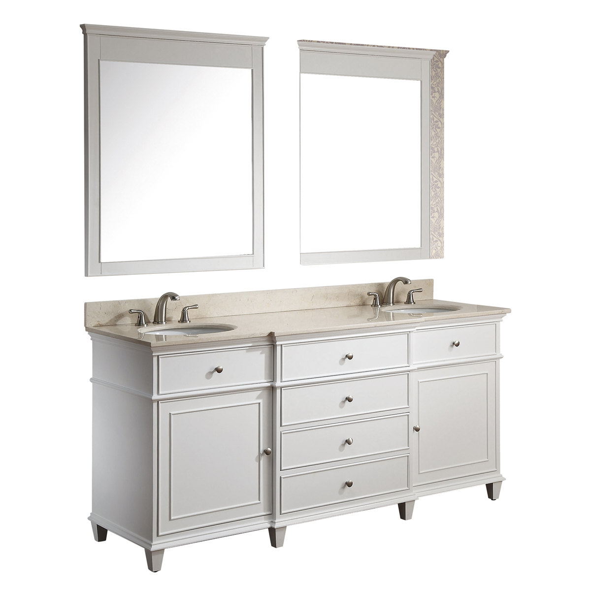 61" Cesarina Double Vanity in White - With optional mirrors