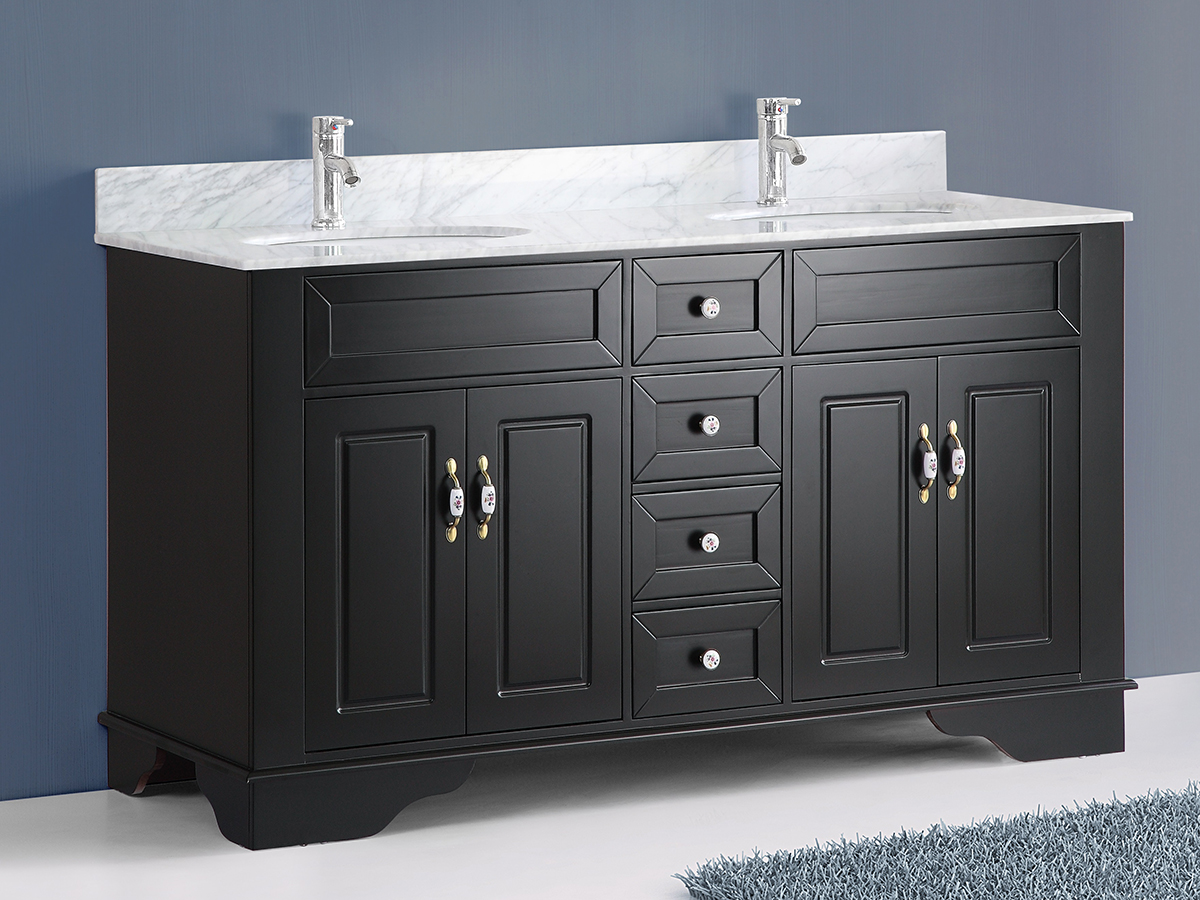 59" Littleton Double Sink Vanity shown with White Top