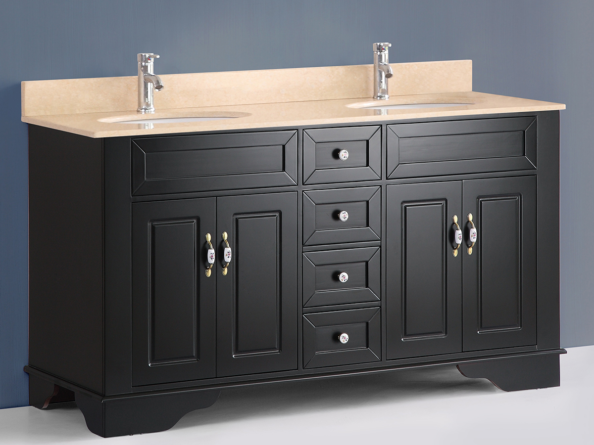 59" Littleton Double Sink Vanity shown with Crema Top