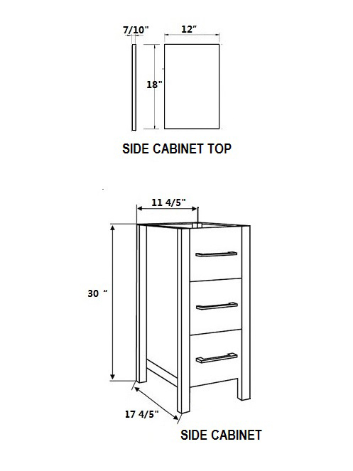 Dimensional View for Side Cabinet