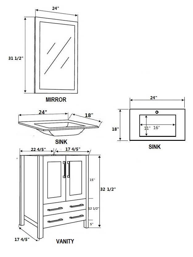 Dimensional View for Undermount Sinks