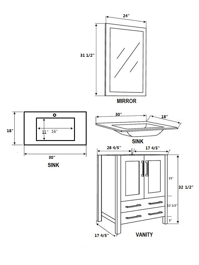 Dimensional View for Undermount Sinks