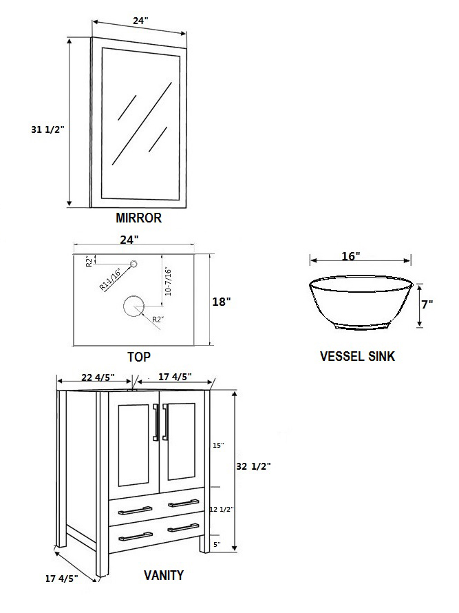 Dimensional view for Round Sink