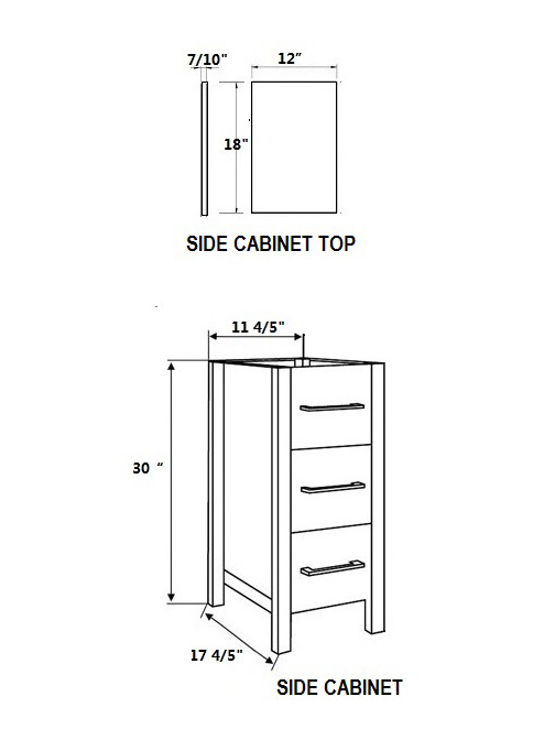 Dimensional view for Side Cabinet