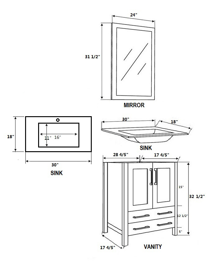 Dimensional view for Undermount Sinks
