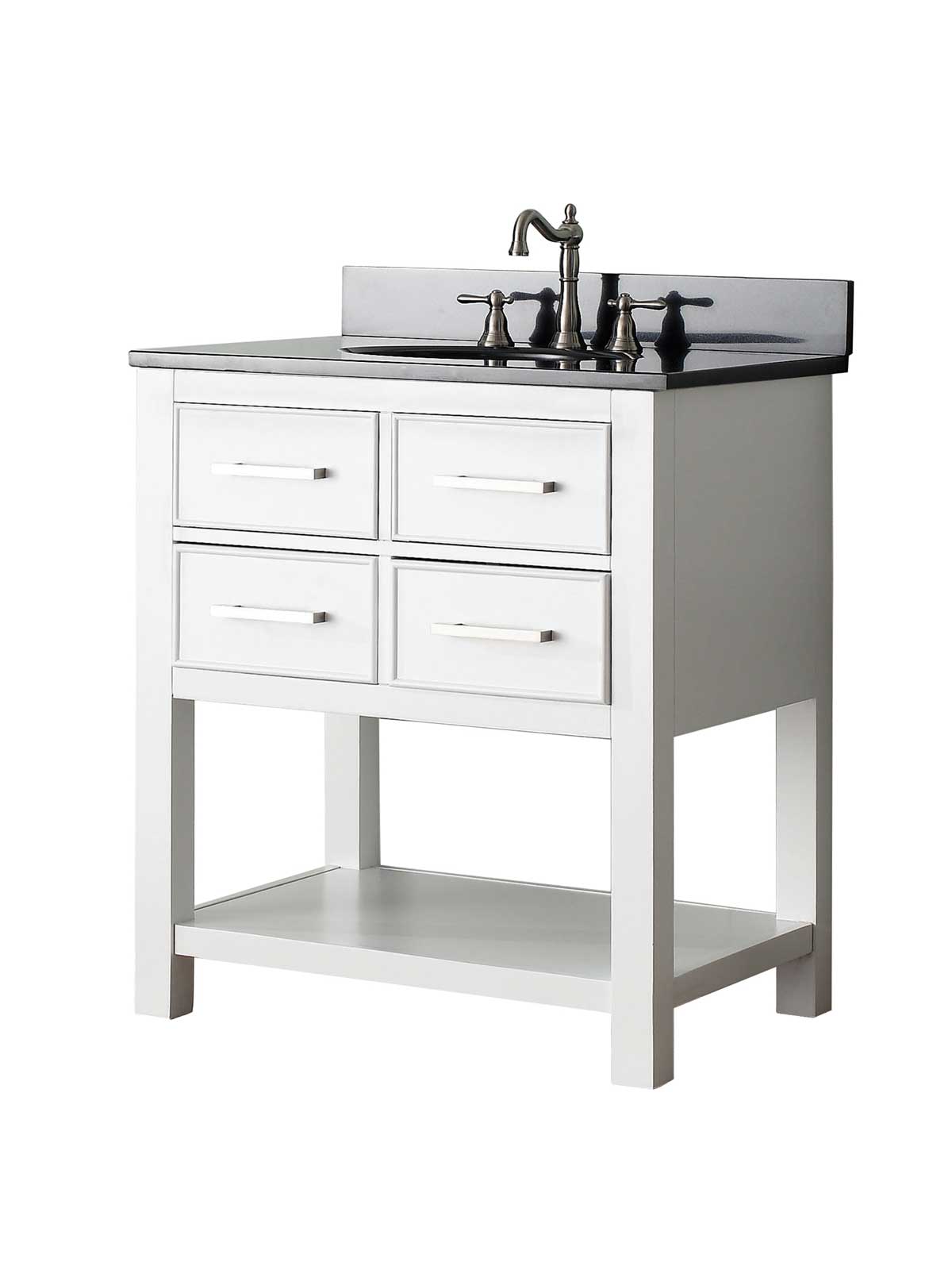 31" Begonia Single Bath Vanity - White- Chilled Gray with Black Granite Top 31" Begonia Single Bath Vanity - White- Chilled Gray with Black Granite Top