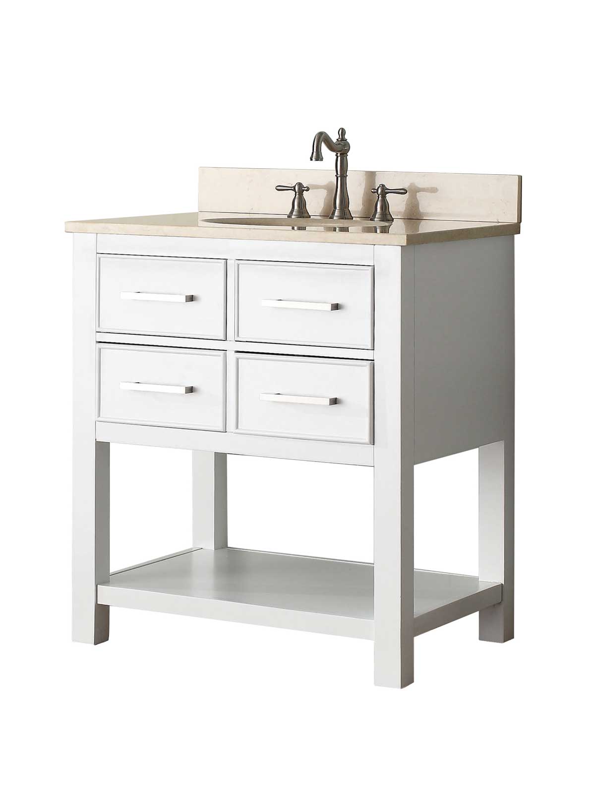 31" Begonia Single Bath Vanity - White - Chilled Gray with Galala Beige Marble Top 31" Begonia Single Bath Vanity - White - Chilled Gray with Galala Beige Marble Top