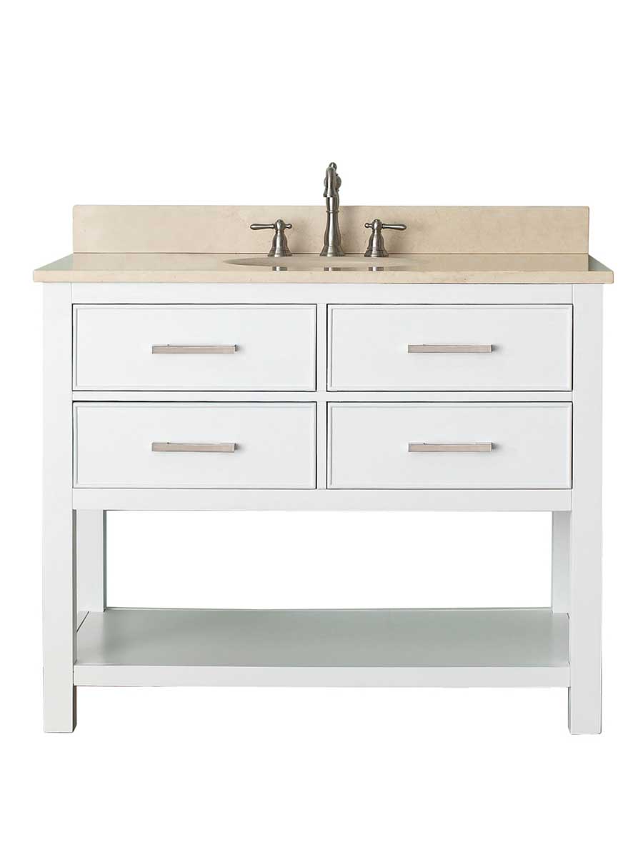 31" Begonia Single Bath Vanity - White - Chilled Gray with Galala Beige Marble Top