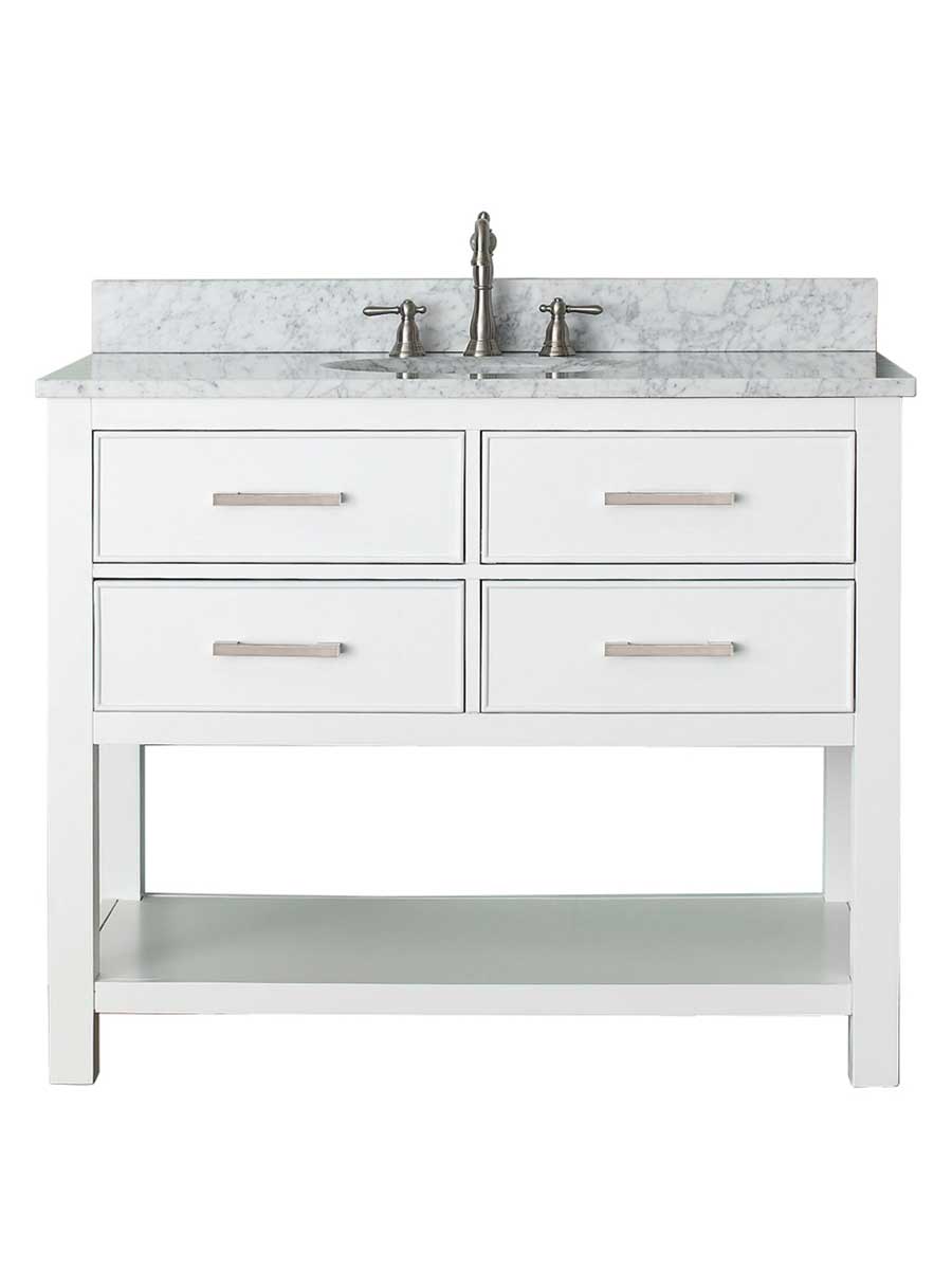 31" Begonia Single Bath Vanity - White - Chilled Gray with Carrara Chilled Gray Marble Top