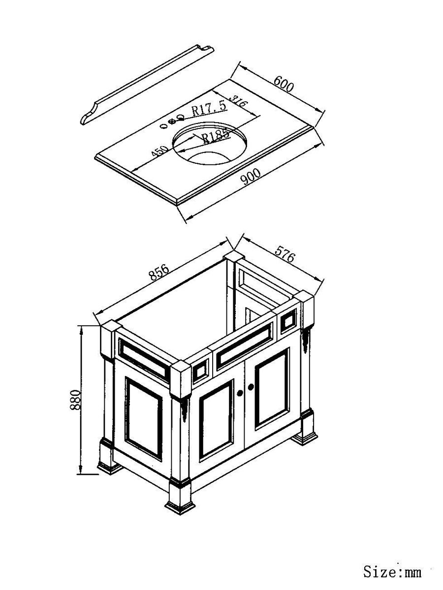 36" Genoa Single Bath Vanity - Dimensions 36" Genoa Single Bath Vanity - Dimensions