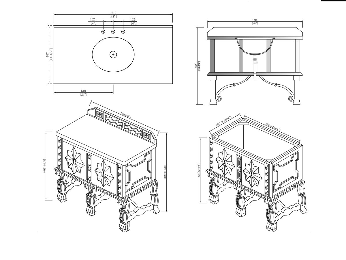 48" Balmoral Single Bath Vanity - Dimensions 48" Balmoral Single Bath Vanity - Dimensions