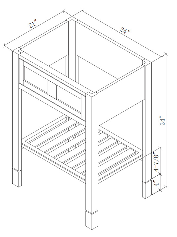 24" Parsons Single Vanity - Dimensions 24" Parsons Single Vanity - Dimensions