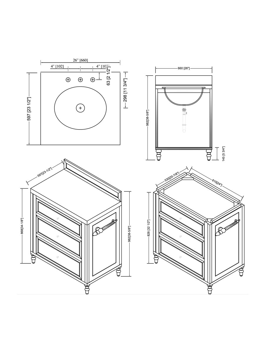 26" Copper Cove Single Bath Vanity - Dimensions 26" Copper Cove Single Bath Vanity - Dimensions