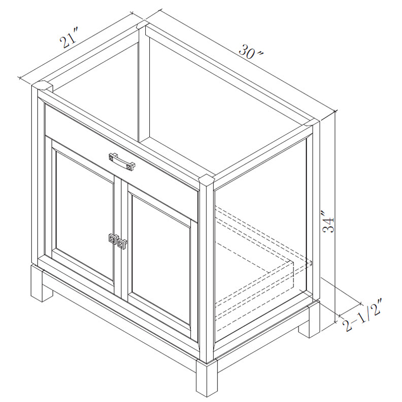 30" Modena Single Vanity - Dimensions 30" Modena Single Vanity - Dimensions