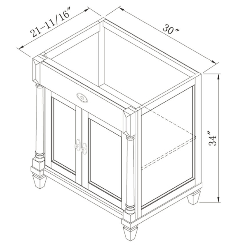 30" Regency Place Single Vanity - Dimensions 30" Regency Place Single Vanity - Dimensions