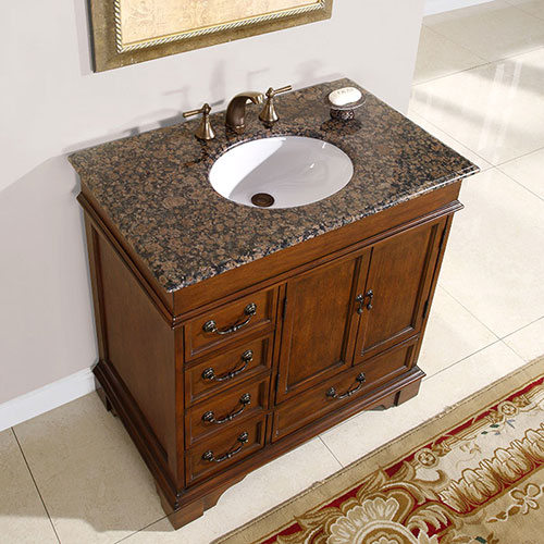 36" Hermoso Bathroom Vanity - with Baltic Brown Granite Top 36" Hermoso Bathroom Vanity - with Baltic Brown Granite Top