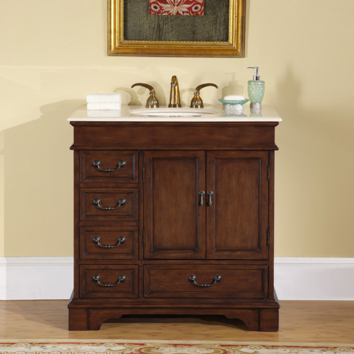 36" Hermoso Bathroom Vanity - with Cream Marfil Marble Top 36" Hermoso Bathroom Vanity - with Cream Marfil Marble Top