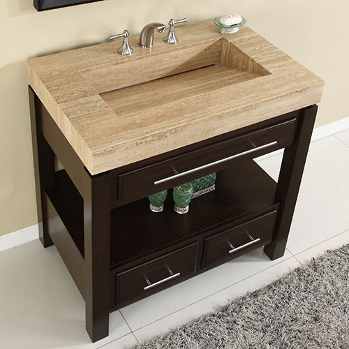56" Aguila Single Bath Vanity - with Travertine Top 56" Aguila Single Bath Vanity - with Travertine Top