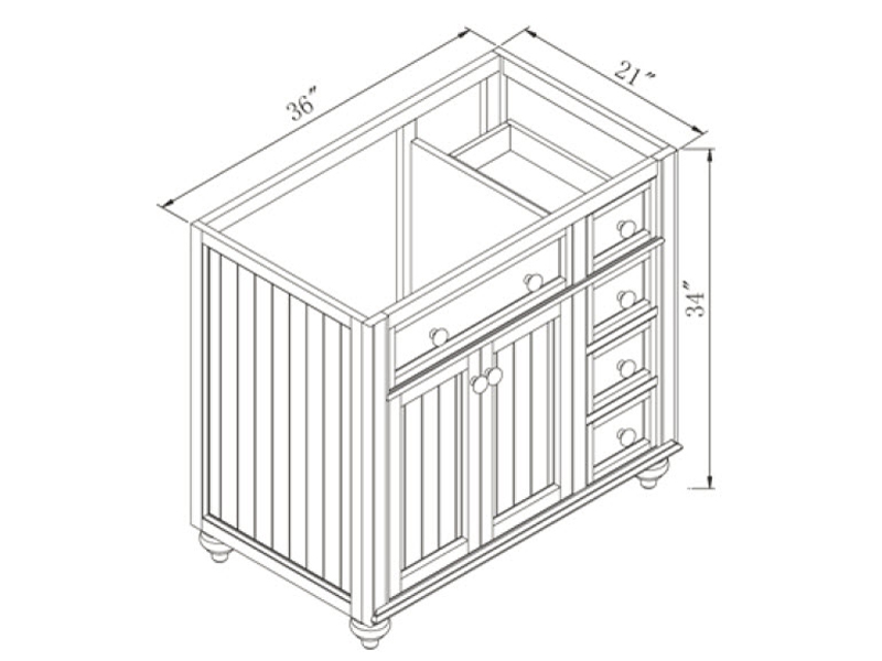 36" Cottage Retreat Single Vanity - Dimensions 36" Cottage Retreat Single Vanity - Dimensions