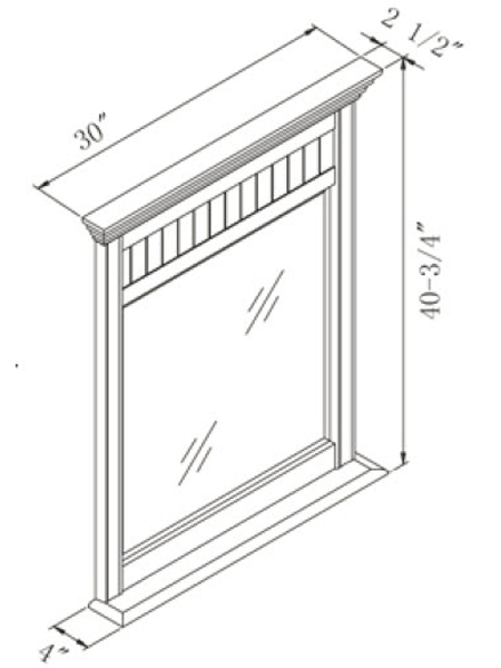 Optional Small Mirror - Dimensions Optional Small Mirror - Dimensions