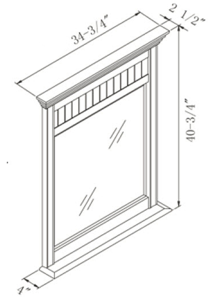 Optional Large Mirror - Dimensions Optional Large Mirror - Dimensions