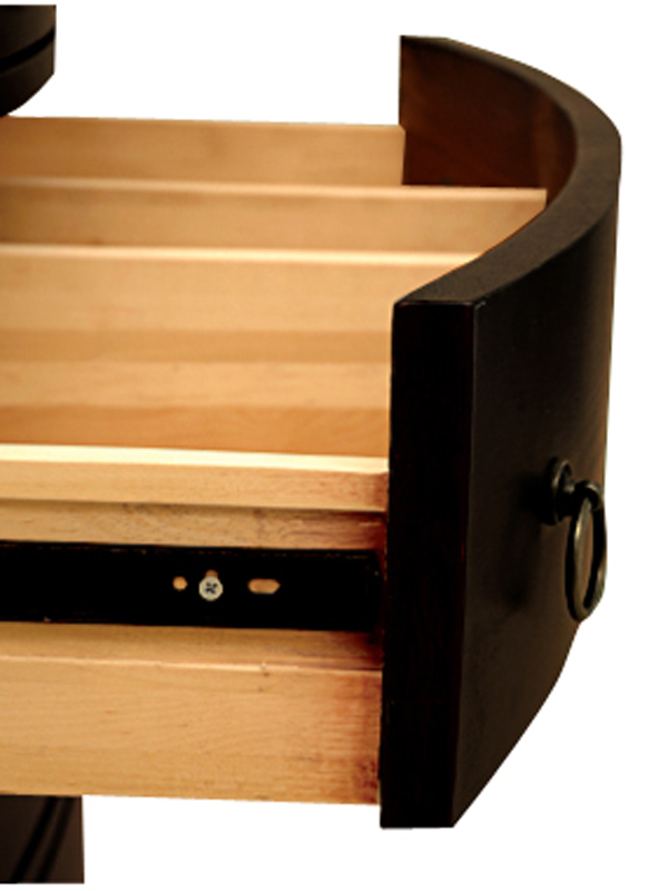 Full-extension slides on drawers Full-extension slides on drawers