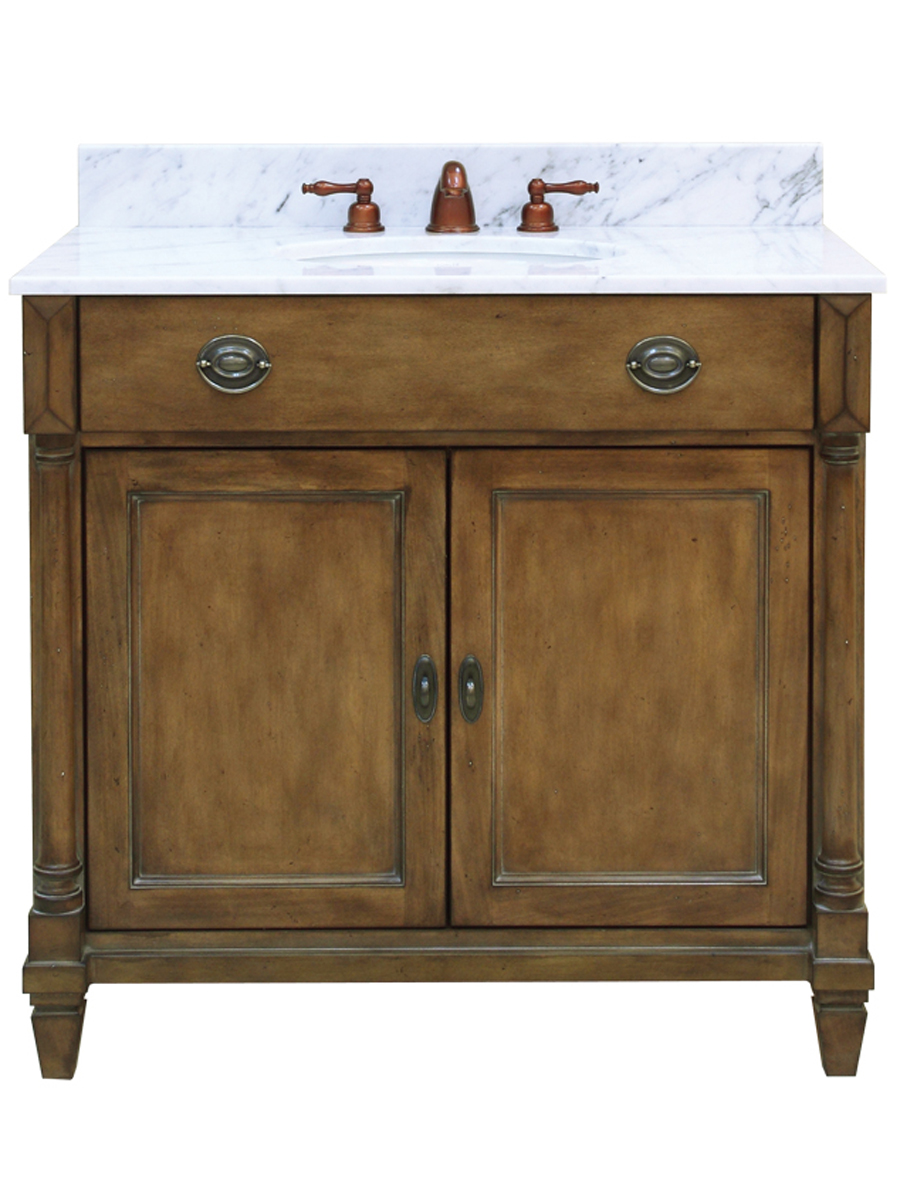 36" Regency Place Single Vanity - Shown with optional Carrera White marble top
