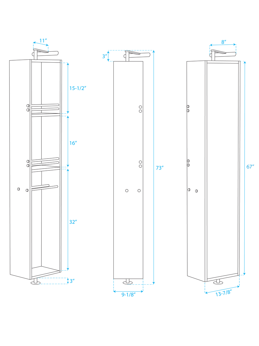 Amare Rotating Floor Cabinet - Dimensions Amare Rotating Floor Cabinet - Dimensions