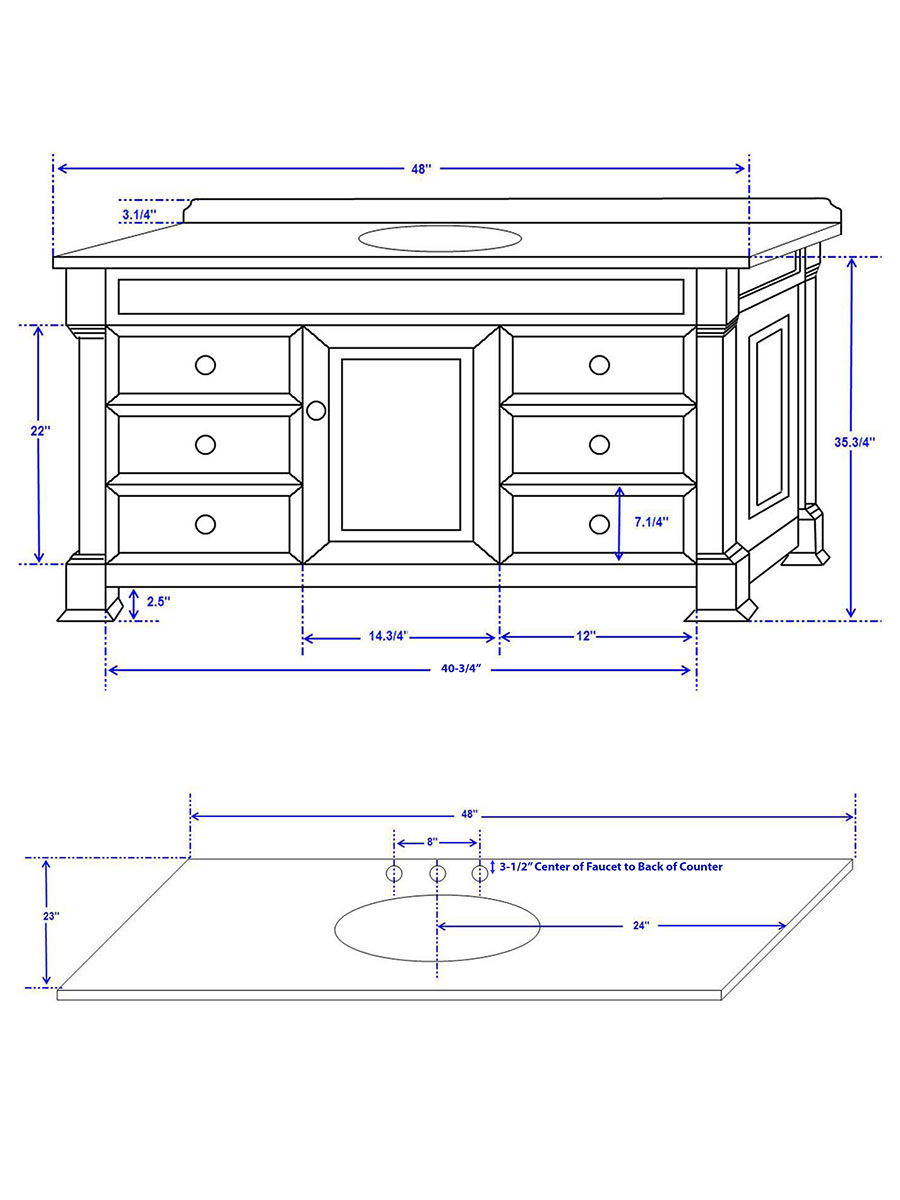 48 Andover Single Bath Vanity  White Bathgems com