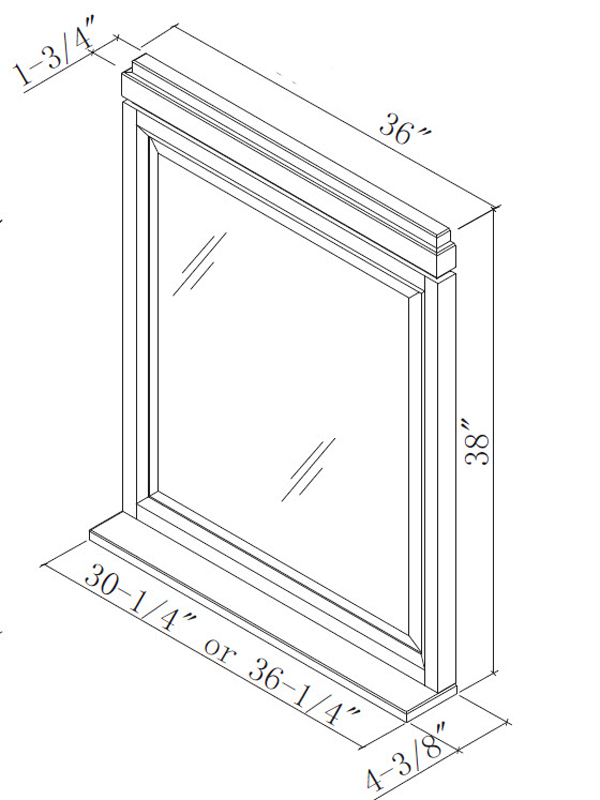 Optional Large Mirror - Dimensions Optional Large Mirror - Dimensions