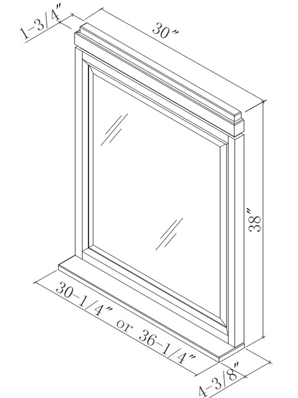 Optional Small Mirror - Dimensions Optional Small Mirror - Dimensions